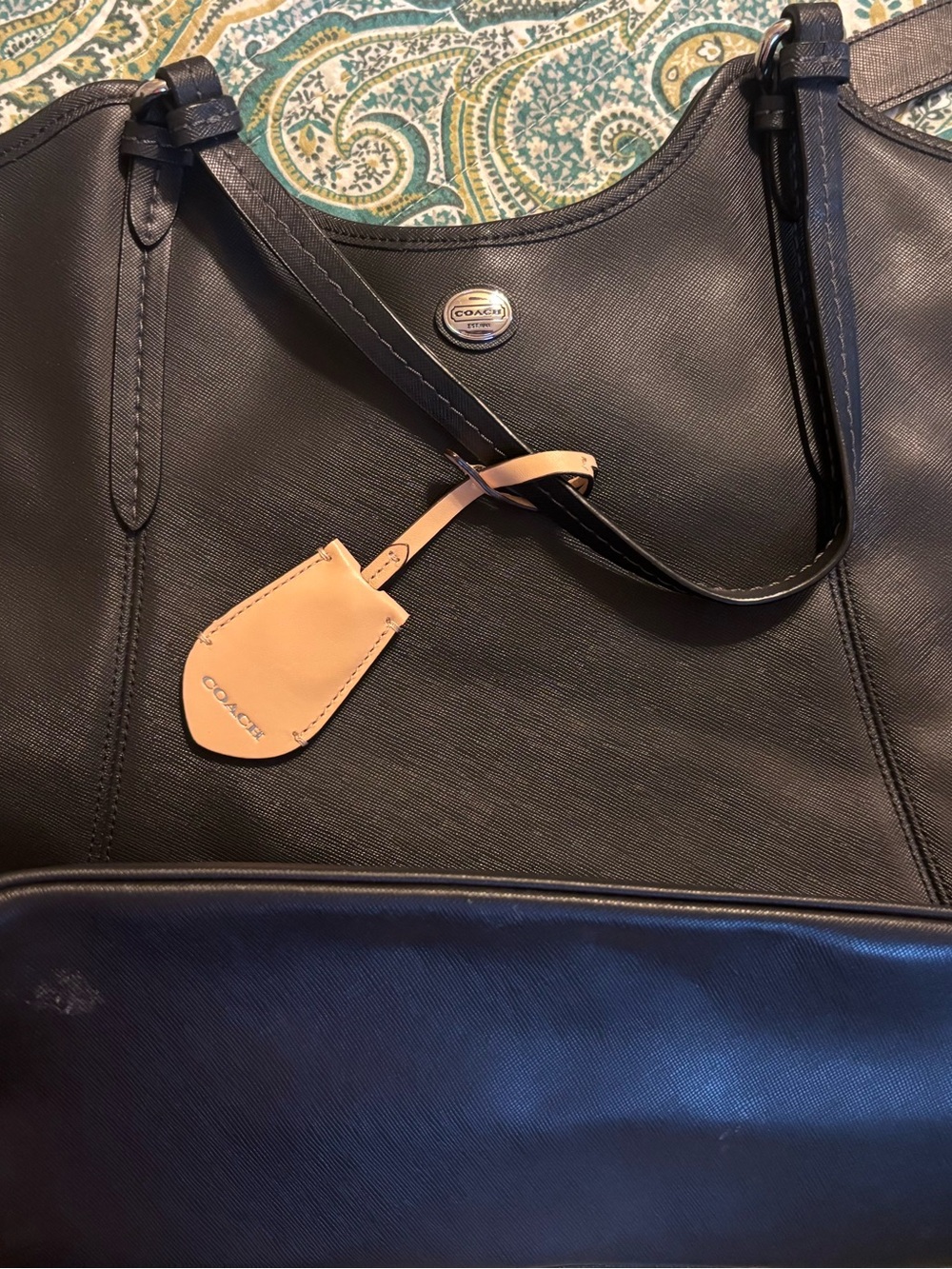 Black Coach Peyton Saffiano leather